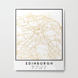 EDINBURGH SCOTLAND CITY STREET MAP ART Metal Print | Collectible, Travel, Coordinates, Memory, Europe, Streetmap, Unitedkingdom, Digital, Home, Typography 