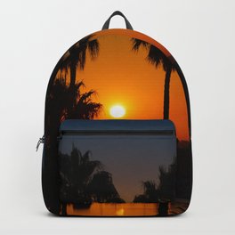 California Sunset Backpack | Color, Losangeles, Oldstyle, Poster, Digital, Sunshine, Palms, Usa, Landscape, California 