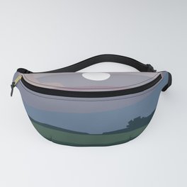 Full moon above green meadow Fanny Pack