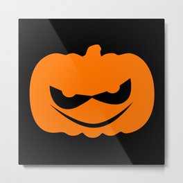 Evil Halloween Pumpkin Silhouette Metal Print