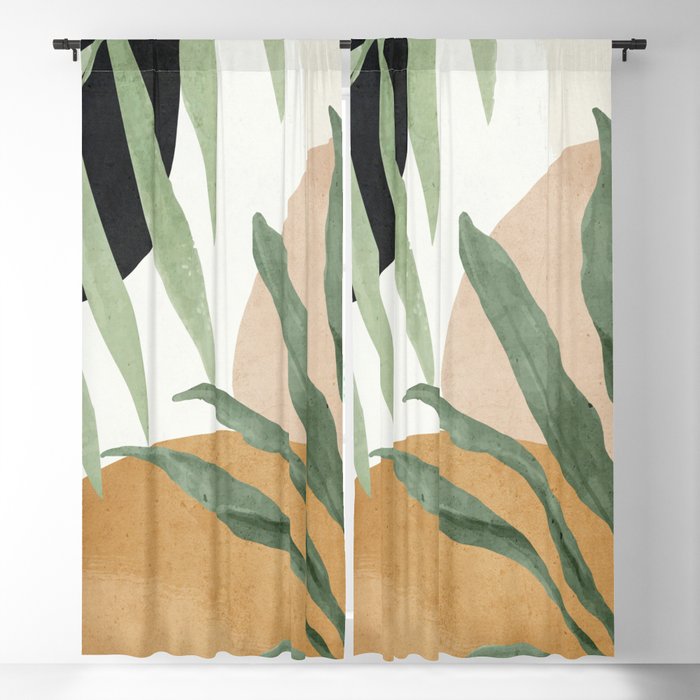 Abstract Art Tropical Leaves 4 Blackout Curtain by ThingDesign Society6