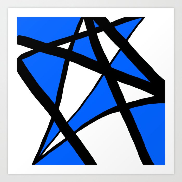 China Blue Geometric Triangle Abstract Art Print By Abstractcolor