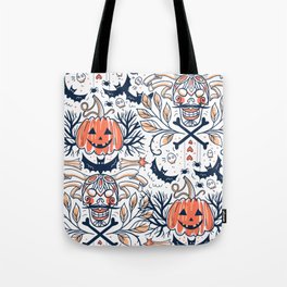 Halloween Pumpkin Scary Design Pattern White Tote Bag