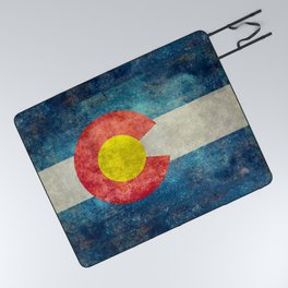 Colorado State Flag in Grungy style Picnic Blanket