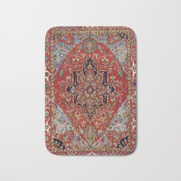 Heriz  Antique Persian Rug Print Badematte | Antique, Vintage, Bohemian, Boho, Red, Colorful, Floral, Gold, Black, Carpet 
