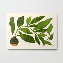 The Wanderer - House Plant Illustration Metal Print | Botanical, Illustration, Greenery, Tropical, Nature, Boho, Contemporary, Leaf, Plant, Painting 