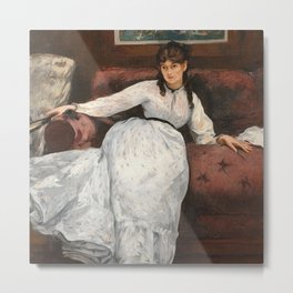 The Rest, portrait of Berthe Morisot by Edouard Manet Metal Print | Nature, Paintings, Illustration, Impressionism, Vintage, Edouard, Fineart, Popular, Oil, Berthe 