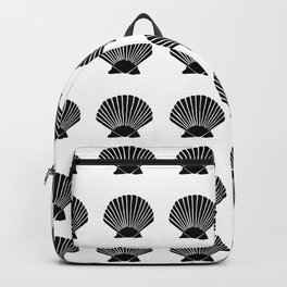 Black Seashell Backpack | Black And White, Clam, Pattern, Pop Art, Water, Ocean, Seashellart, Digital, Seashell, Shell 