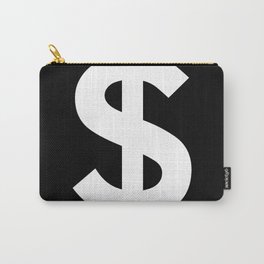Dollar Sign (White & Black) Carry-All Pouch | Minimalistic, Monocolor, Cash, Typography, White, Graphicdesign, Signs, Businesswoman, Black, Black and White 