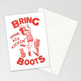 Bring Your Ass Kicking Boots! Cute & Cool Retro Cowgirl Design Stationery Cards