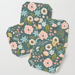 Wildflowers All Over - Teal Coaster
