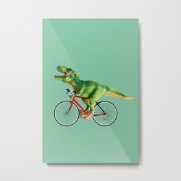 T-REX BIKE Metal Print | Green, Digital, Color, Trex, Bike, Trendy, Yellow, Abstract, Curated, Popart 