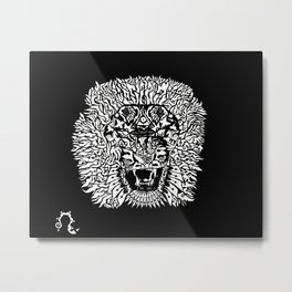 Leo Roar (Etch) Metal Print | Ink, Digital, Lion, Leo, Sagittarius, Black And White, Zodiac, Lineart, Pen, Sign 