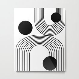 Modern Minimalist Line Art in Black and White Metal Print | Lines, Line, Midcentury, Stripe, Clean, Modern, Mod, Sleek, Blackandwhite, Illustration 