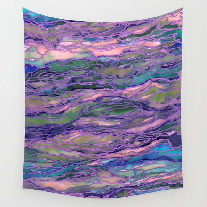 Marble Idea Lavender Pink Peach Abstract Watercolor Painting
