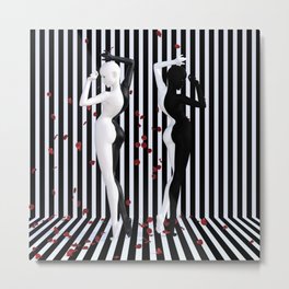 Hypnotic Girls Black and White with Roses Metal Print | Beautiful, Woke, Feet, Ebonyandivory, Drama, Lgbtqia, Lovers, Surreal, Makingastatement, Women 