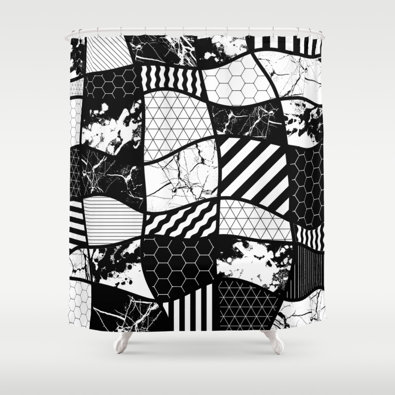 Crazy Patchwork Abstract Black And White Geometric Designs