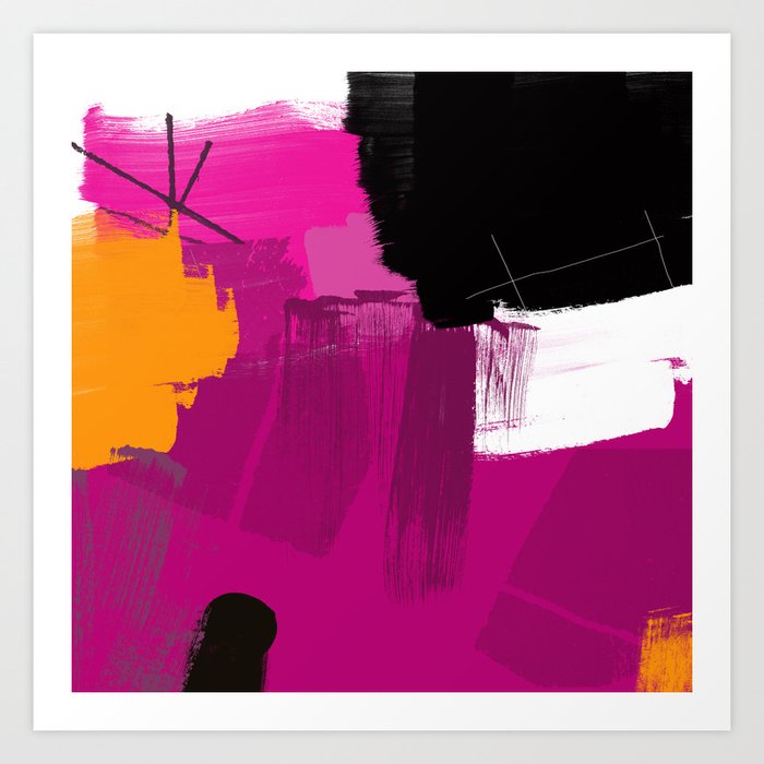 Purple Abstract Painting F06 Pink Black Orange Digital Painting