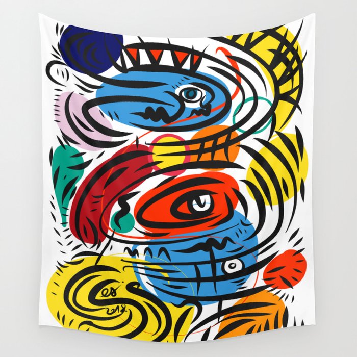 Joyful Life Abstract Art Illustration For Kids And Everyone Wall Tapestry By Emmanuelsignorino Society6