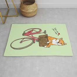 Take Me for a Ride Rug | Animal, Shibainu, Dog, Pet, Bike, Drawing, Funny, Cute, Digital, Dogs 
