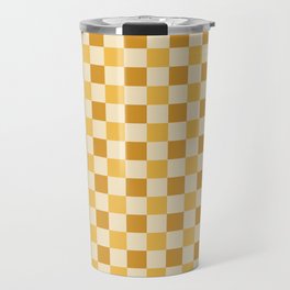 Yellow Crossings - Classic Gingham Checker Print Travel Mug | Crossings, Print, Classic, Checker, Digital, Pattern, Curated, Yellow, Mustard, Gingham 