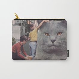 Children washing a giant Cat in Tokyo Streets Carry-All Pouch | Papaer, Vintage, Papercuts, Retro, Surreal, Tokyo, Magazine, Surrealist, Japan, Wild 