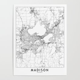 Madison White Map Poster