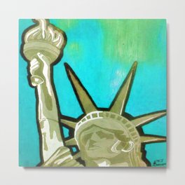 Pop Liberte bleu Metal Print | Pop, Modern, Usa, Acrylic, Painting, Iconic, Popart, Estatue, Freedom, Nyc 