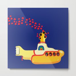 Yellow Submarine Bubbling Love Metal Print | Baby, Love, Deepdive, Art, Aesthetic, Digital, Animal, Submarine, Painting, Vintage 