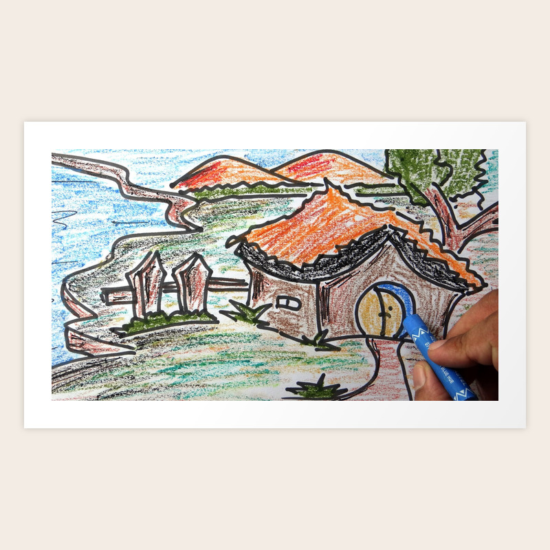 Wallpaper Best Pencil Painting Of Village Nature Colourful Scenery For Kids For iPhone