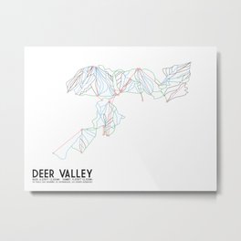 Deer Valley, UT - Minimalist Trail Art Metal Print | Illustration, Graphic Design, Vector, Abstract 