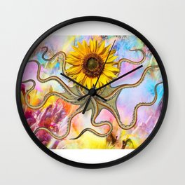 octoflower Wall Clock | Nature, Collage, Graphic Design, Funny 