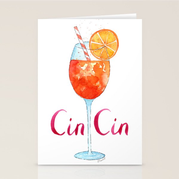 Aperol Spritz 'Cin Cin' Stationery Cards by Rebecca Memmott Society6