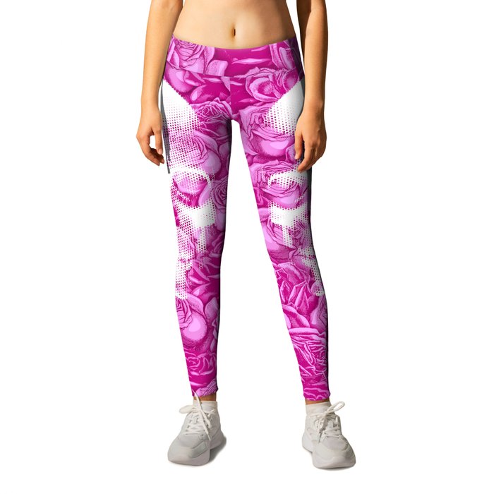 No Bed of Roses II / Halftone skull and rose design Leggings by ...