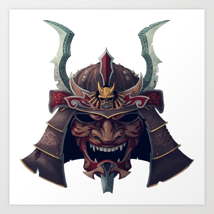Wallpaper Japan Samurai Oni Mask Art Print By Jani87 Society6 For Android Free