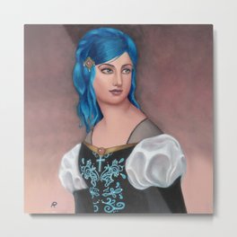 Frederica of Vienwray Metal Print | Royal, Portraiture, Gothfashion, Gothic, Curated, Classical, Oil, Bluehair, Popsurrealism, Punkrock 