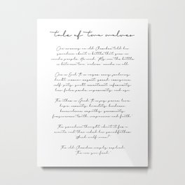 The Tale of Two Wolves Script Metal Print | Script, Modern, Minimal, Digital, Graphicdesign, Typography, Black And White 