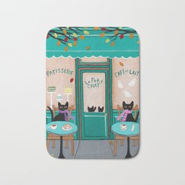 Paris Cafe for Cats Badematte | Autumn, Folkart, Acrylic, Art, Catsandcoffee, French, Coffeehouse, Fall, Coffee, Cafecats 