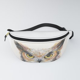 Owl Watercolor Great Horned Owl Painting Fanny Pack