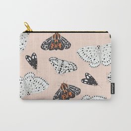 Muted Illustrated Moth Pattern Carry-All Pouch | Bugpattern, Drawing, Illustration, Moths, Tiger, Vanillared, Bugs, Spotted, Black, White 