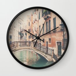 wandering the streets of Venice ... Wall Clock | Color, Photo, Mintgreendecor, Travelprint, Curated, Coraldecor, Venicebridge, Bridgephotograph, Architecturephoto, Venicearchitecture 