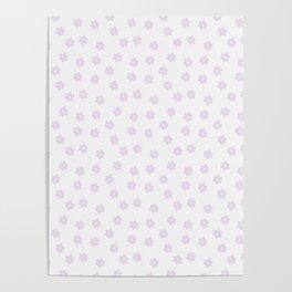 Aesthetic Lilac Lavender Cute Groovy Flowers White Color Background Poster