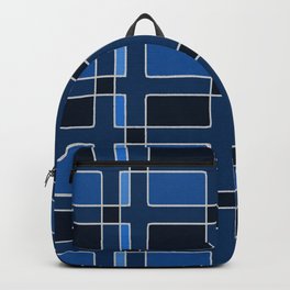 Silver Foil Utilitarian Geometric Squares Classic Blue Backpack | Bluesquares, Bluegradient, Silverwhite, Midnightblue, Graphicdesign, Lightblue, Silvergray, Darkblue, Geometricshapes, Squareoverlap 