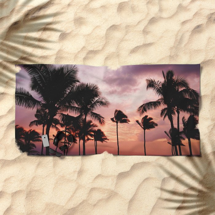Palm Tree Sunset Beach Towel By Nauticaldecor Society6