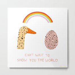 Can't Wait to Show you the World Metal Print | Egg, Duck, Newbaby, Newborn, Baby, Curated, Rainbow, Acrylic, Painting, Babyshower 