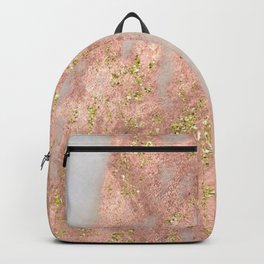Rose Gold Marble with Yellow Gold Glitter Backpack