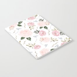 Vintage Floral Blossom - Pink Watercolor Florals Notebook