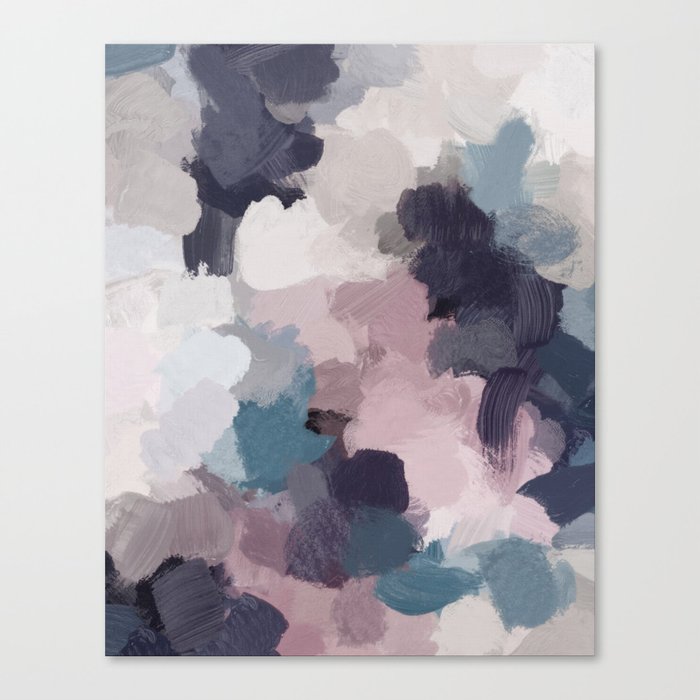 Teal Indigo Lavender Abstract Wall Art Feminine Painting Print