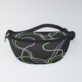 A modern random design consisting of straight and twisted lines of different colors Fanny Pack
