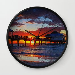 Pier 60, Clearwater Beach Wall Clock | Painting, Beachsunrise, Beachocean, Floridalandscape, Floridasunrise, Beachlandscape, Floridabeach, Floridaocean, Beachsunset, Pier60 